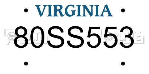 80SS553 Virginia License Plate