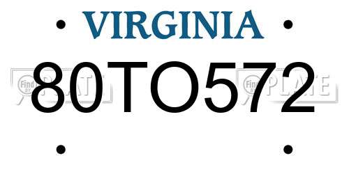80TO572 Virginia License Plate