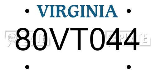 80VT044 Virginia License Plate