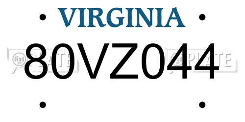 80VZ044 Virginia License Plate
