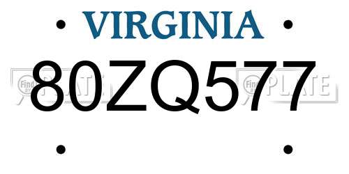 80ZQ577 Virginia License Plate