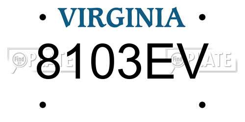 8103EV Virginia License Plate