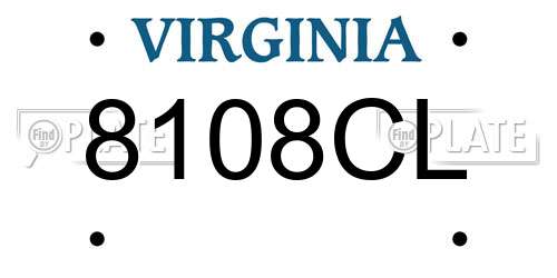 8108CL Virginia License Plate