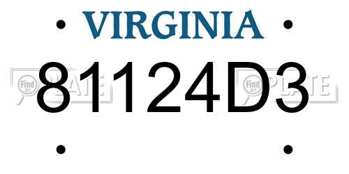 81124D3 Virginia License Plate