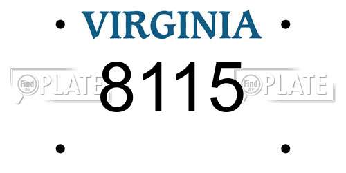 8115 Virginia License Plate