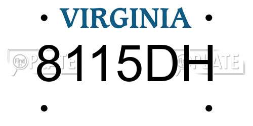 8115DH Virginia License Plate