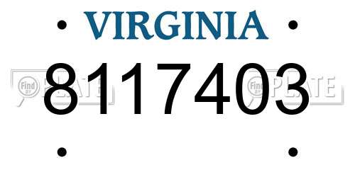 8117403 Virginia License Plate