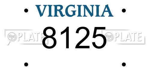 8125 Virginia License Plate