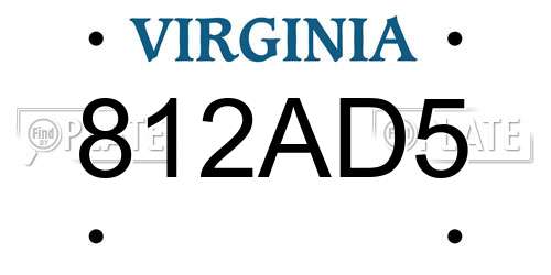 812AD5 Virginia License Plate