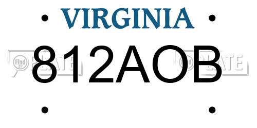 812AOB Virginia License Plate