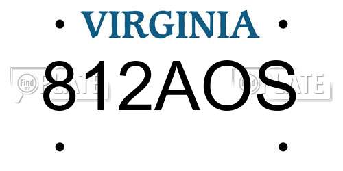 812AOS Virginia License Plate
