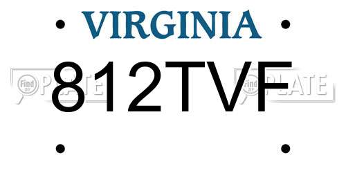 812TVF Virginia License Plate