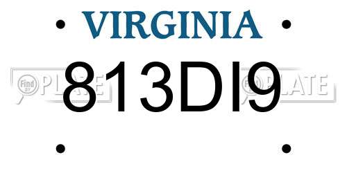 813DI9 Virginia License Plate