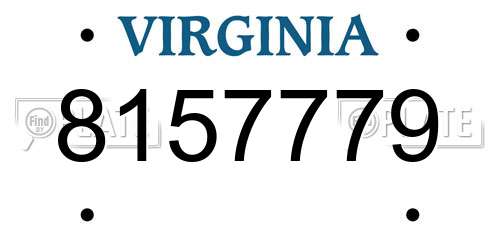 8157779 Virginia License Plate