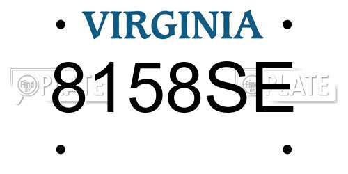 8158SE Virginia License Plate