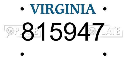 815947 Virginia License Plate