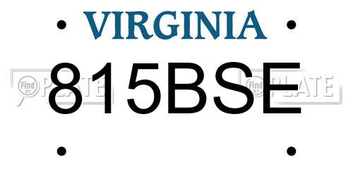 815BSE Virginia License Plate
