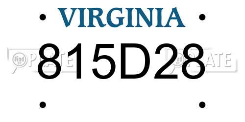 815D28 Virginia License Plate