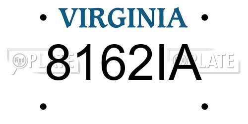 8162IA Virginia License Plate