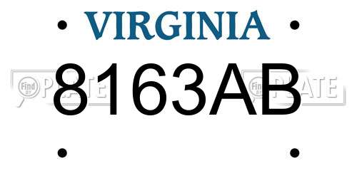 8163AB Virginia License Plate