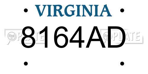 8164AD Virginia License Plate