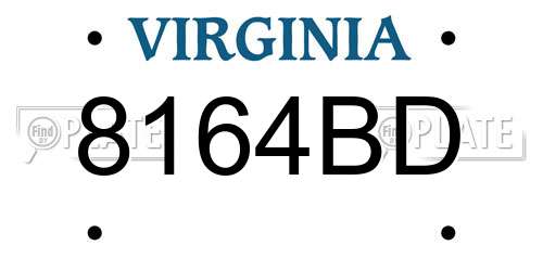 8164BD Virginia License Plate