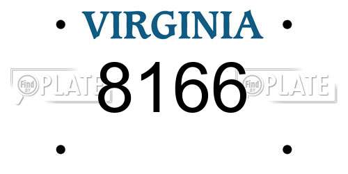 8166 Virginia License Plate