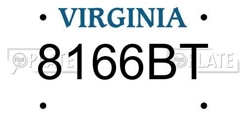8166BT Virginia License Plate