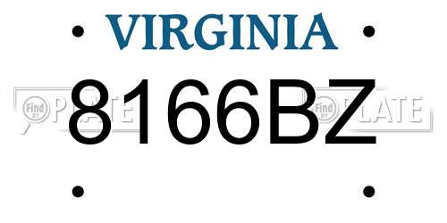 8166BZ Virginia License Plate