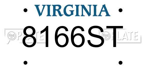 8166ST Virginia License Plate