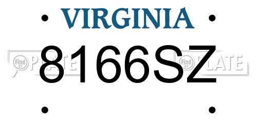 8166SZ Virginia License Plate