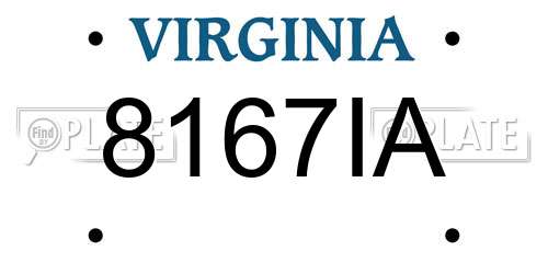 8167IA Virginia License Plate