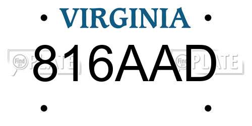 816AAD Virginia License Plate
