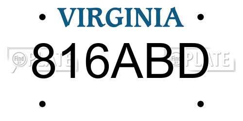 816ABD Virginia License Plate