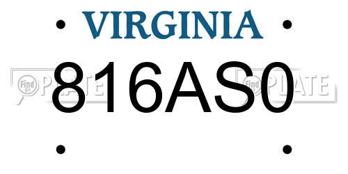 816AS0 Virginia License Plate