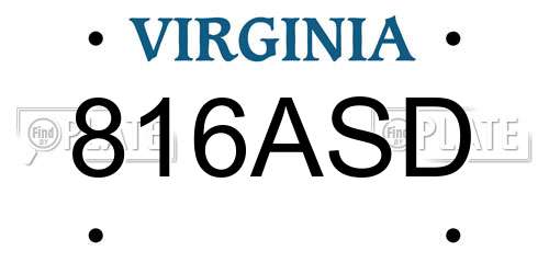 816ASD Virginia License Plate