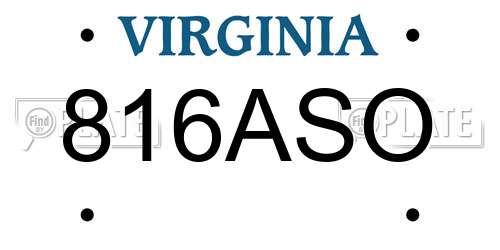 816ASO Virginia License Plate
