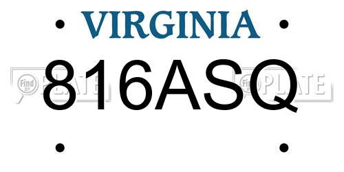 816ASQ Virginia License Plate