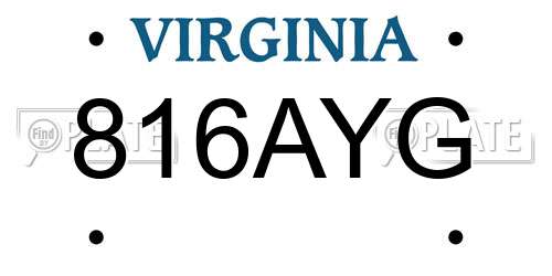 816AYG Virginia License Plate