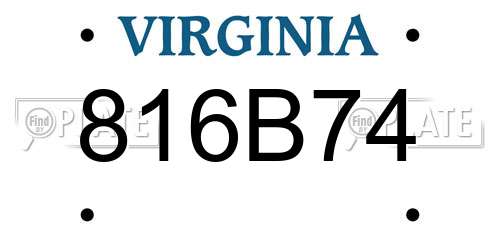 816B74 Virginia License Plate