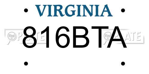 816BTA Virginia License Plate