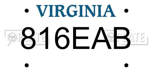816EAB Virginia License Plate