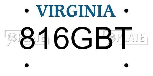 816GBT Virginia License Plate