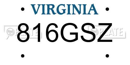 816GSZ Virginia License Plate