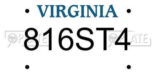 816ST4 Virginia License Plate