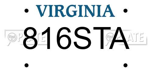 816STA Virginia License Plate