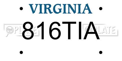 816TIA Virginia License Plate