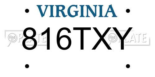 816TXY Virginia License Plate