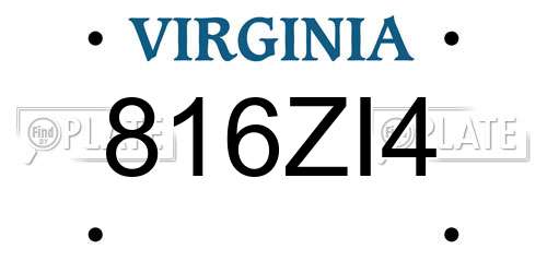 816ZI4 Virginia License Plate