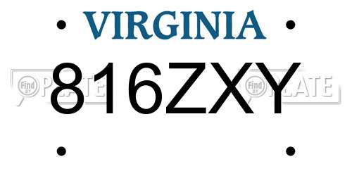 816ZXY Virginia License Plate